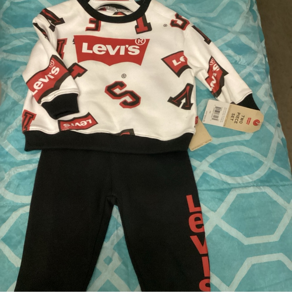 Levi's Two-Piece Baby Set - Black and White with Red